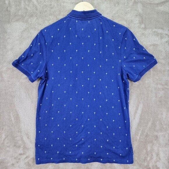 Ted Baker Golf Polo Shirt Blue All Over Print Cotton Short Sleeve Men's Size 3 - Picture 9 of 10